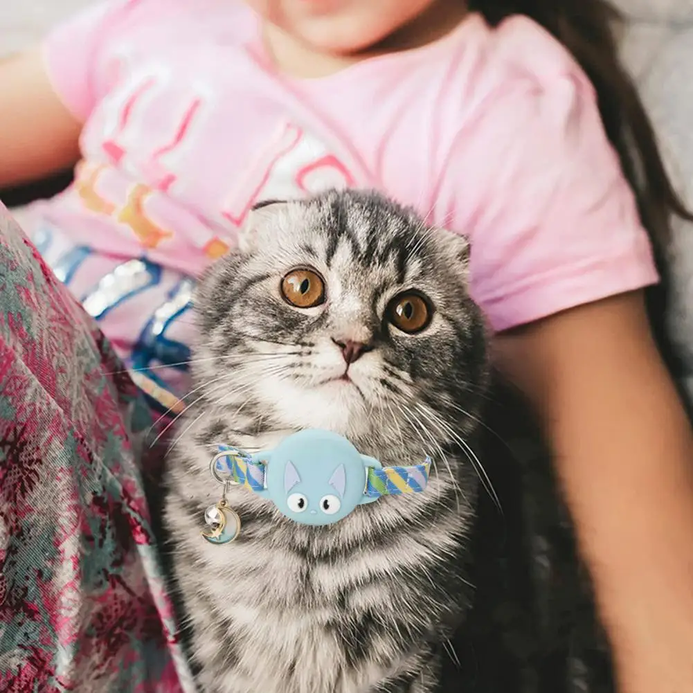 Tracker Holder Pet Neck Collar With Bell Adjustable Dog Cat Collar With For Case GPS Finder Accessories Kitten Puppy Supplies