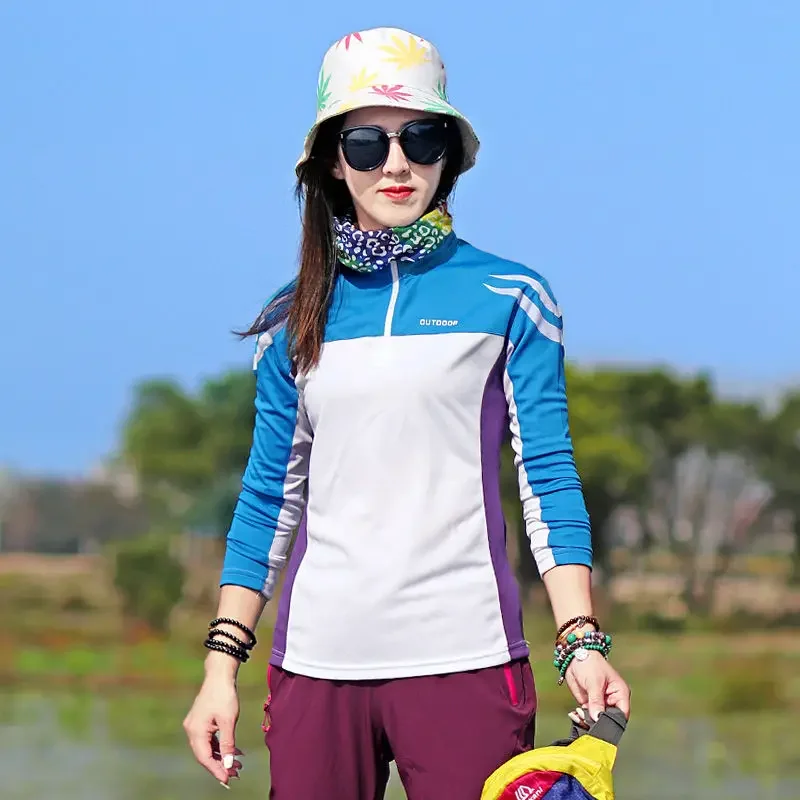 Hiking T-shirt Women Long Sleeve Outdoor Sun Protection Rock Climbing Hiking Running Fitness Cycling Road Trip Casual T Shirt