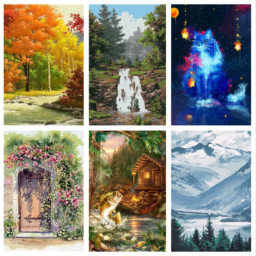 Digital Oil Painting Kit DIY Forest Landscape Paint By Number Suitable for Adult Hand Painted Home Living Room Decoration |