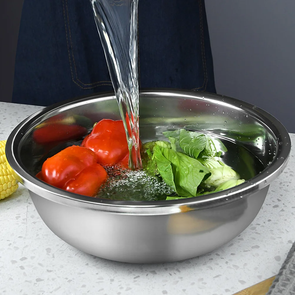 

Stainless Steel Vegetable Basin Kitchen Salad Mixing Bowls Large Big for Household Washing Metal Food Containers