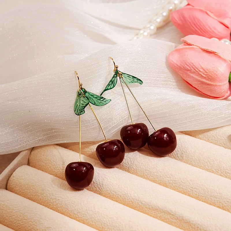 Cherry Earrings For Women, Fruit Charm Earring 3D Cherry