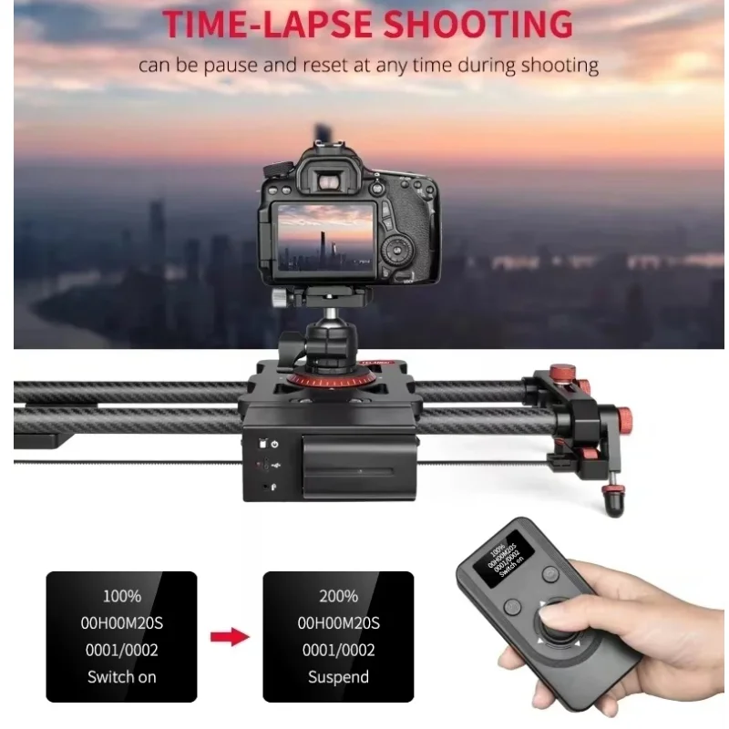 YELANGU L80TC L100TC 100CM Professional Electric Camera Slider for DSLR Motorized Video Carbon Fiber Dolly Track Wireless Remote