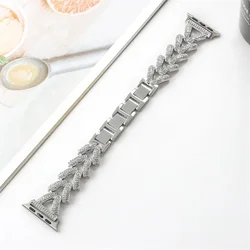 Elegant Diamond Metal Strap for Women - Classic Watch Bracelet (Silver)