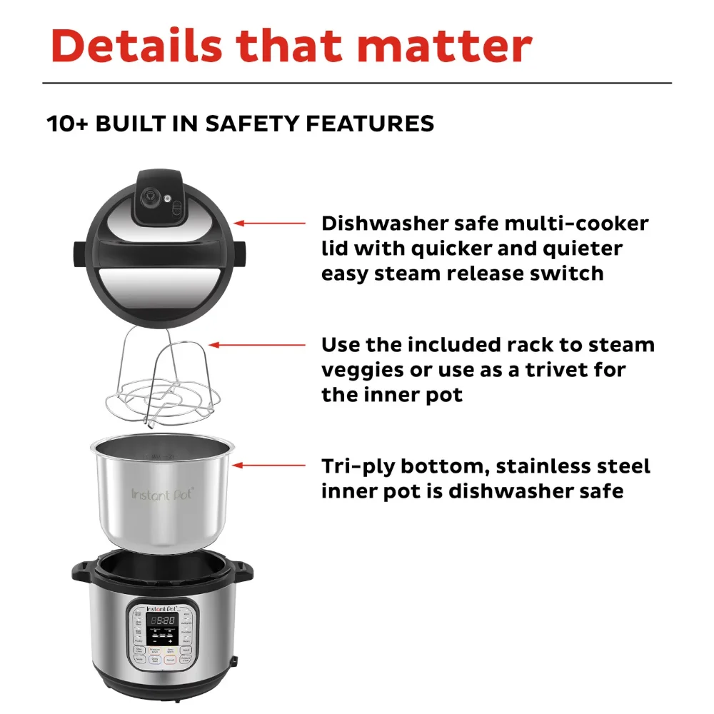 Instant Pot Stainless Steel Inner Cooking Pot with Handles, 8-Qt, Polished  Surface, Rice Cooker, Stainless Steel Cooking Pot, Use with 8-Qt Duo Evo