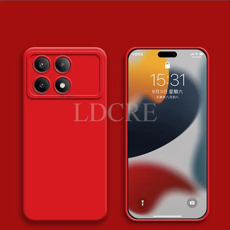 Para Xiaomi Poco X6 Pro 5G / Redmi K70E Funda para teléfono de cobertura  total a prueba de caídas de silicona líquida de color sólido (rojo)