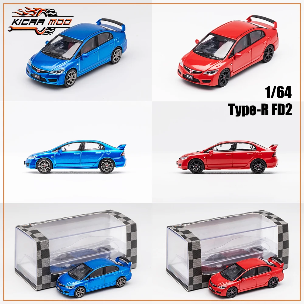 DCT 1/64 Civic Type R FD2 Model Sports Car Vintage Cars JDM Vehicle Diecast Car Collection Toy Station Vehicle 