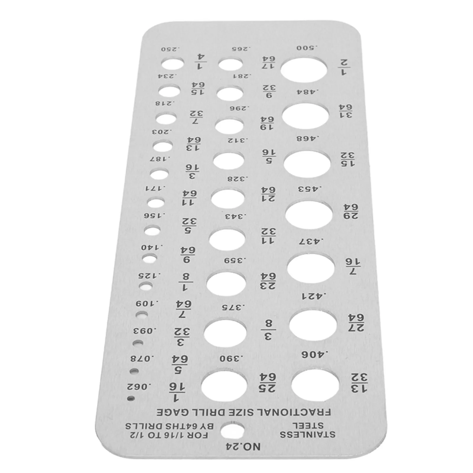Lightweight Drill Gauge Metal Drill Gauge 0.062‑0.250 Bolt 29 Holes Double Sided Accurate for 1/16 Inch To 1/2 Inch Size Bits