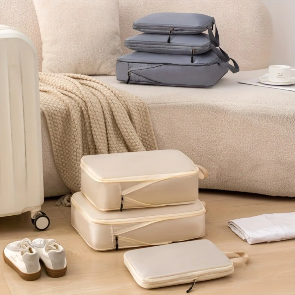 Travel Essentials Compression Packing Cubes Set, Compressible and Expandable Luggage Organizers
