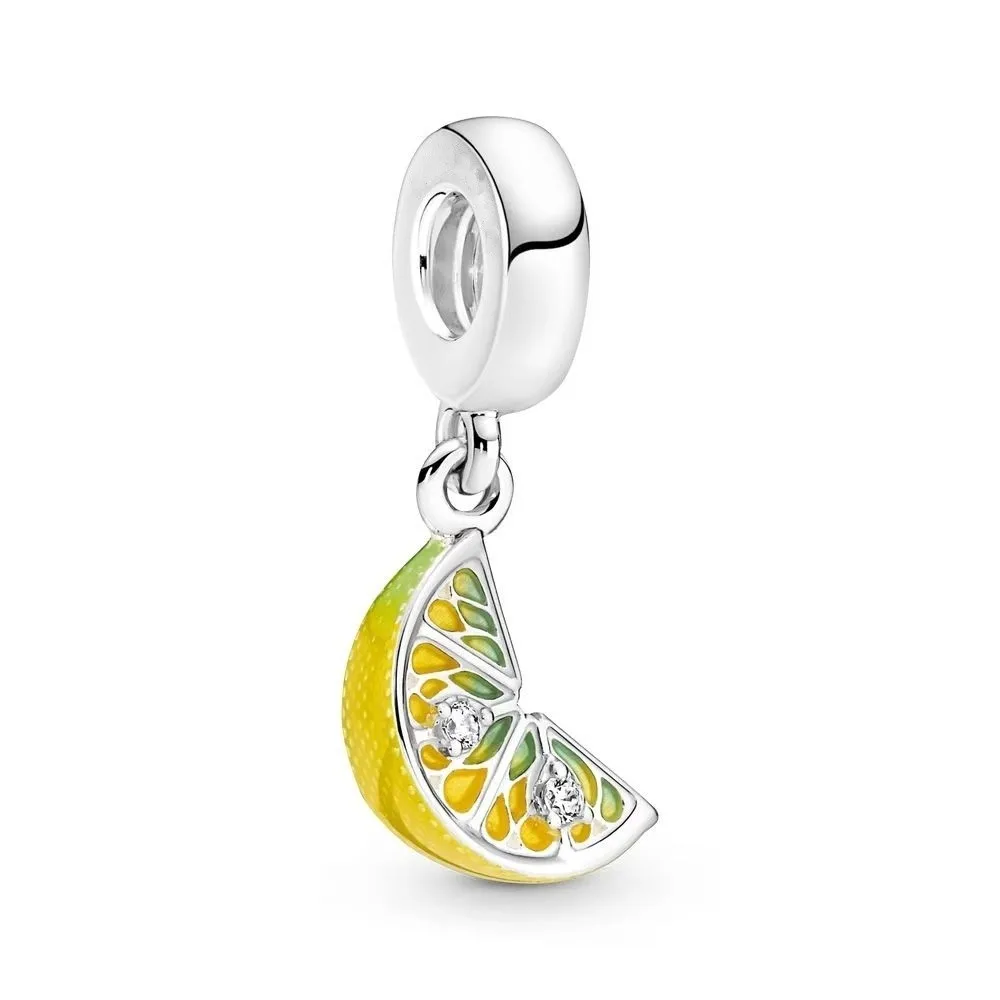 

Fits Pandora Bracelets DIY 925 Sterling Silver Charms Lemon Slice Sparkling Fruit Dangle Beads for Jewelry Making Bijoux Femme