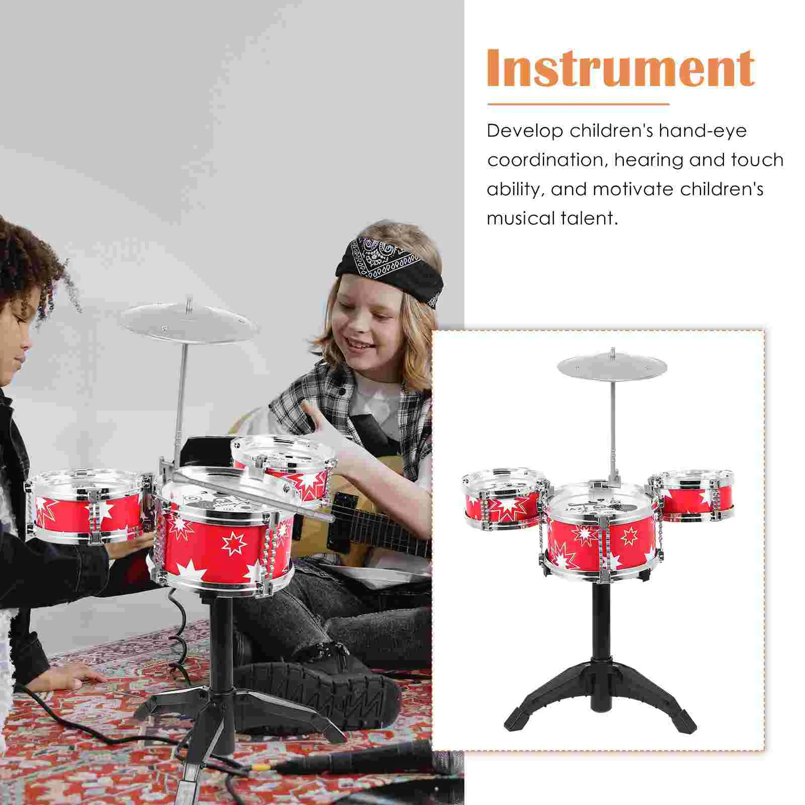 Children's Drum Kit Toddler Preschool Toy Musical Instrument Baby Gift Infant Developmental Toys Educational Kids Plastic Musical Percussion Instruments