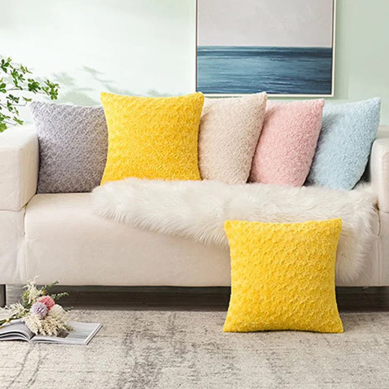 

Plush Solid Style Roses European 3D Pillow Case With Grinding Ring for Valentine's Day Cushion Cover Home Decorative Sofa ML