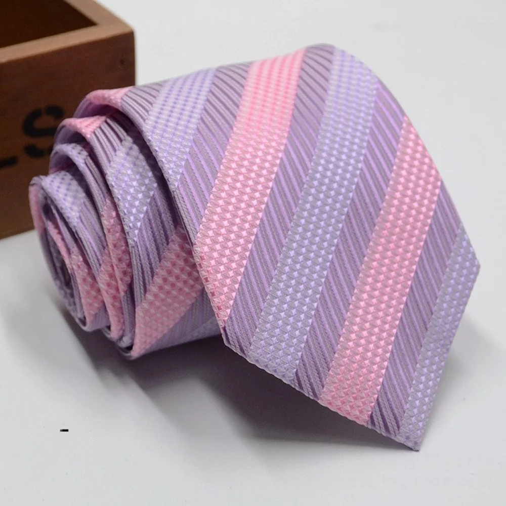 Classic Stripe Necktie - Business Formal Tie for Men 8cm Blue Black Pink Red