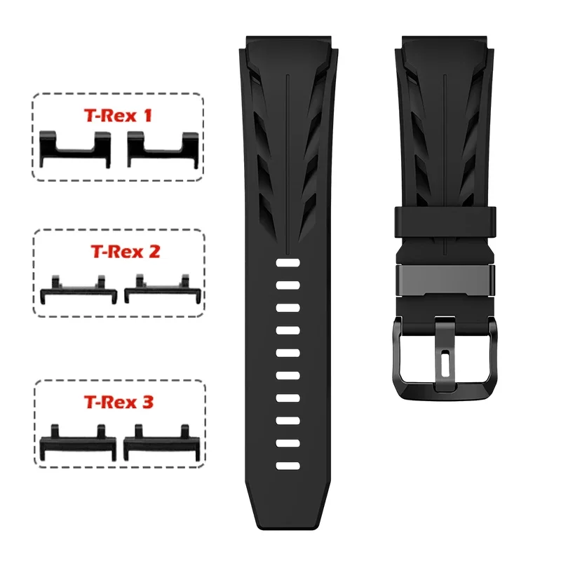 Breathable Black Silicone Strap with Metal Connector - Adjustable Sport Wristband