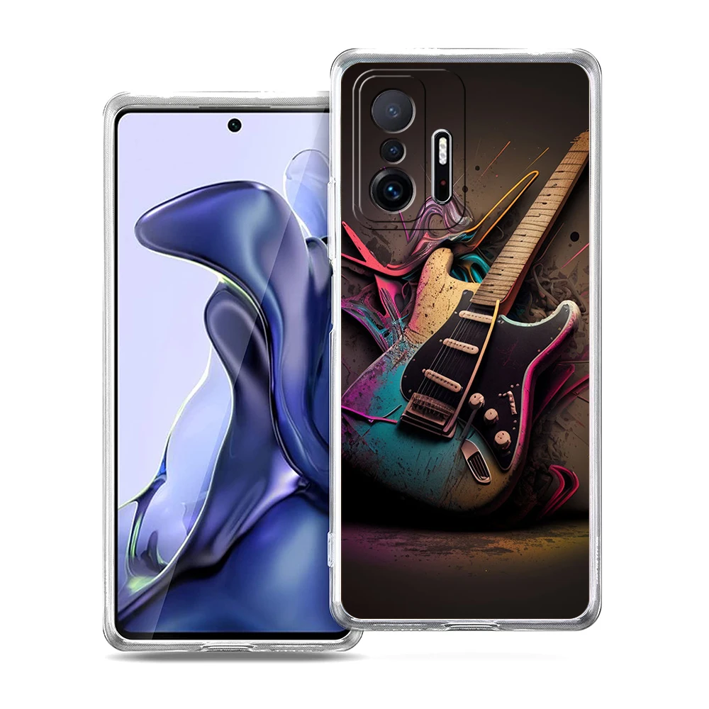 Guitar Music Art Soft Transparent Phone Case Cover Bags
