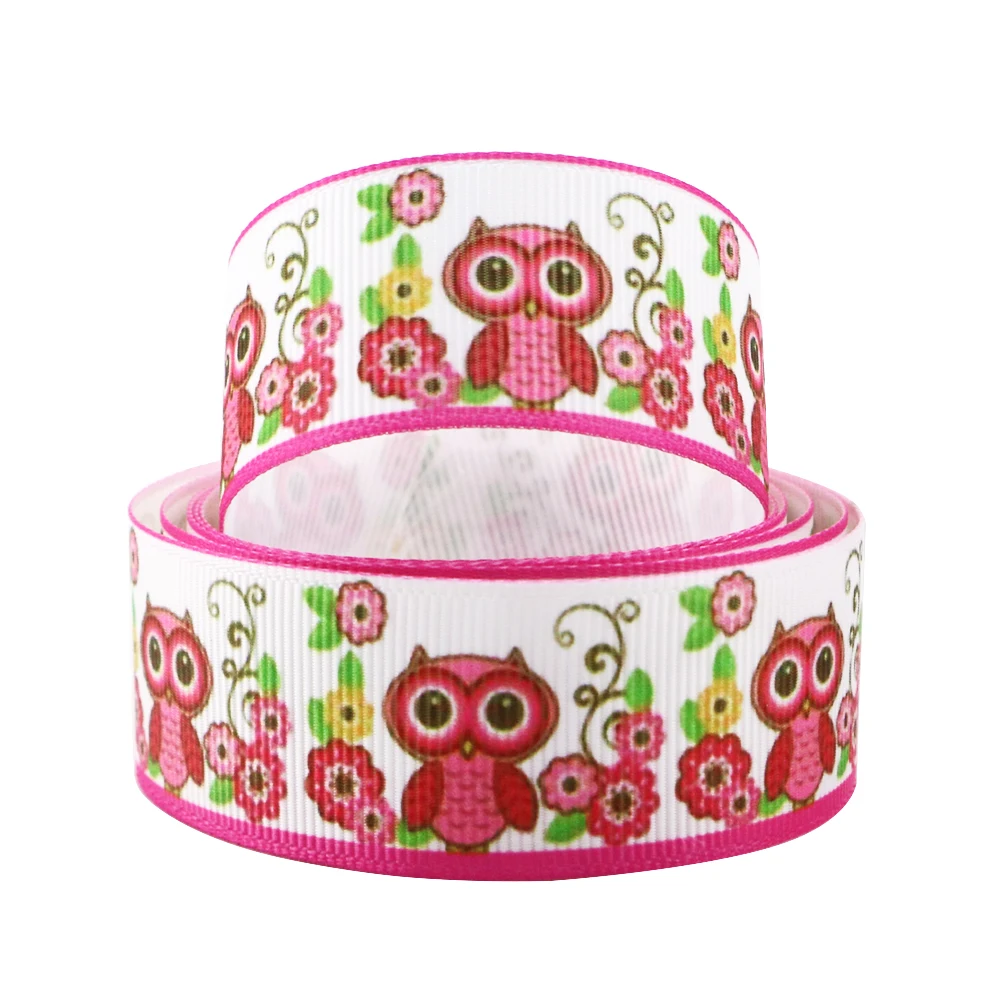 5 Yards Multi Size Owl Animal Printed Grosgrain Ribbon For Gift Wrapping DIY Hair Bows Wedding Party Accessories,5Yc12394