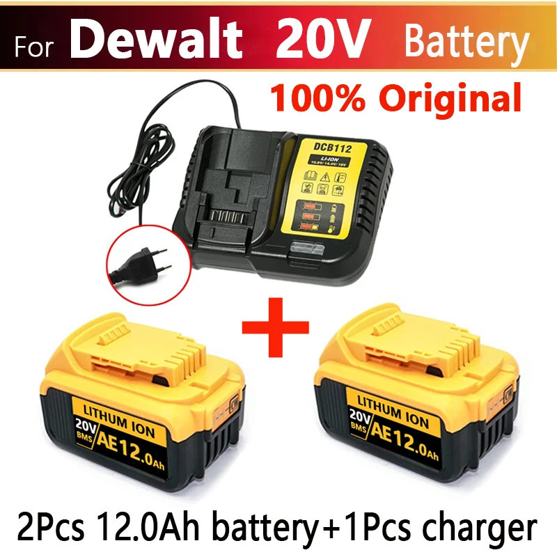 20V DCB200 12000mAh Replacement Li-ion Battery for DeWalt DCG405 DCB205 DCB201 Power Tool Battery 20 Volt MAX With Charger rechargeable battery