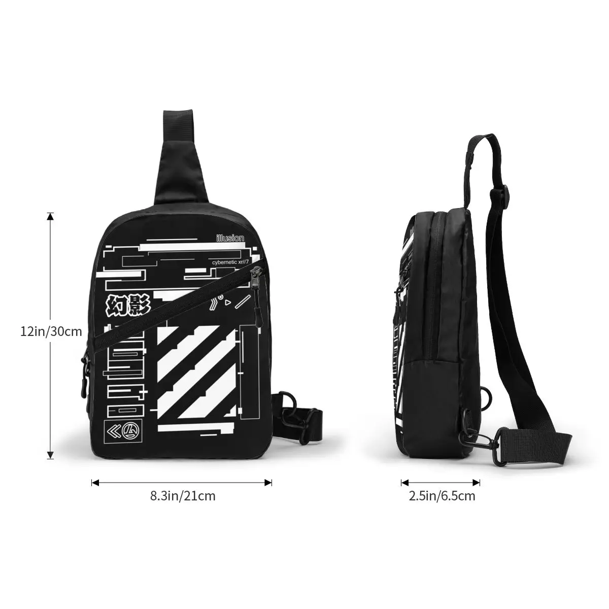 Illusion Techwear Sling Chest Crossbody Bag Men Casual Tokyo Future Tech Street Wear Style Shoulder Backpack for Travel Cycling