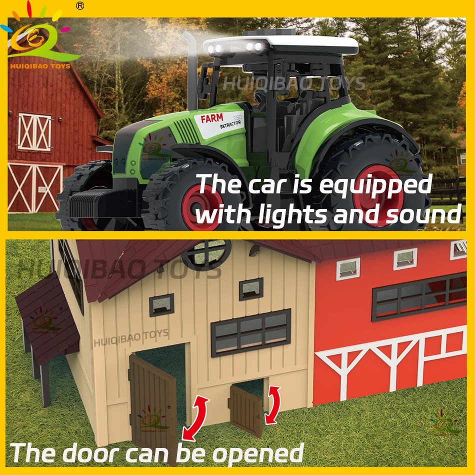 HUIQIBAO Simulation DIY Farm Playing house Fence Scene Toy Trees Animals Model Miniature Craft Home Assembly Decoration Gift