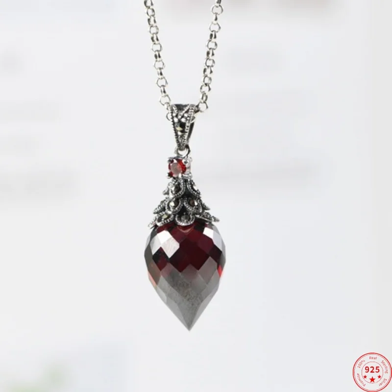 Charms Pendants S925 Sterling Silver For Women Men Waterdrop Shaped Zircon Marcasite Jewelry