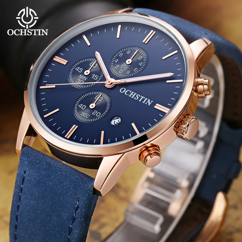 Ochstin Promotional 2024 Pilot Series Simple and Comfortable Automatic Multi functional Quartz Movement Men's Quartz Watch