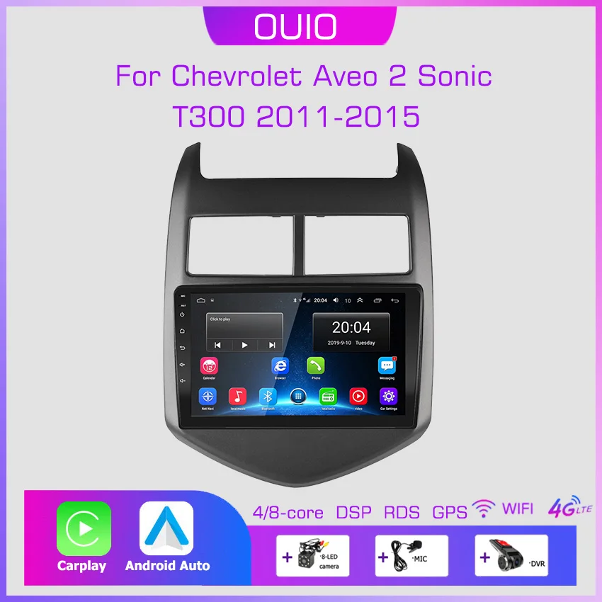 

8GB+128GB Carplay Radio For Chevrolet Aveo 2 Sonic T300 2011-2015 Car stereo Multimedia Player Android Auto GPS navigation 2DIN