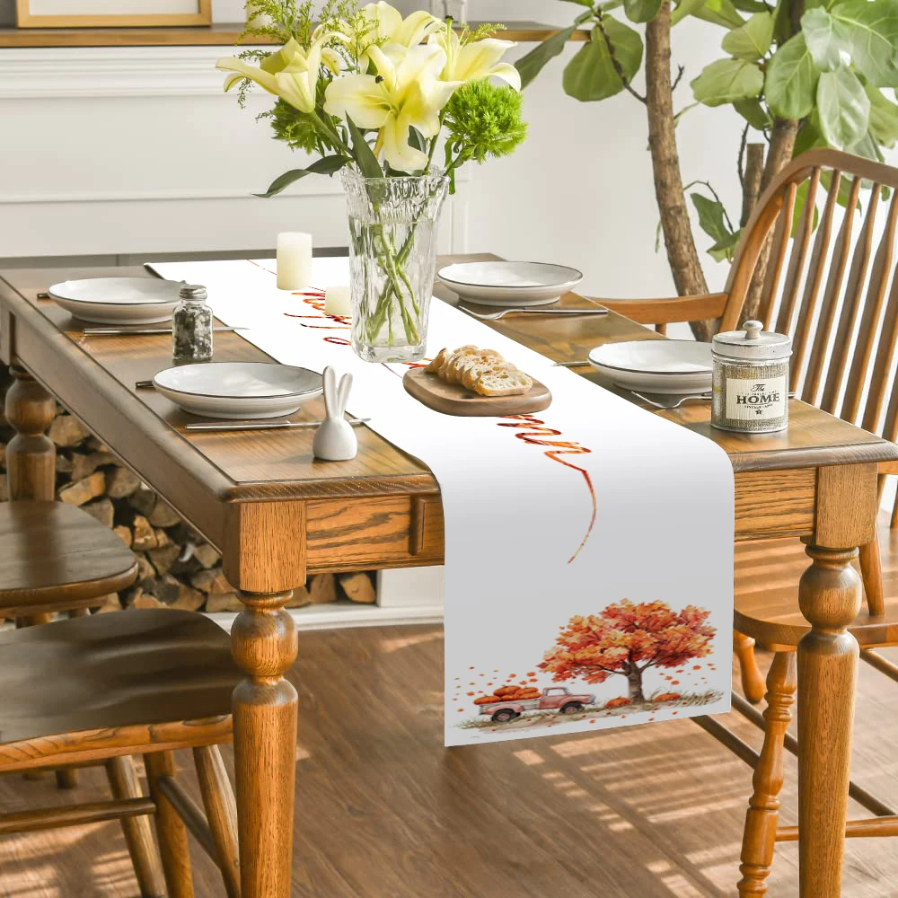 Autumn Truck Pumpkin Maple Maple Table Runner Kitchen Table Decor Farmhouse Dining Table Runners Wedding Party Decorations