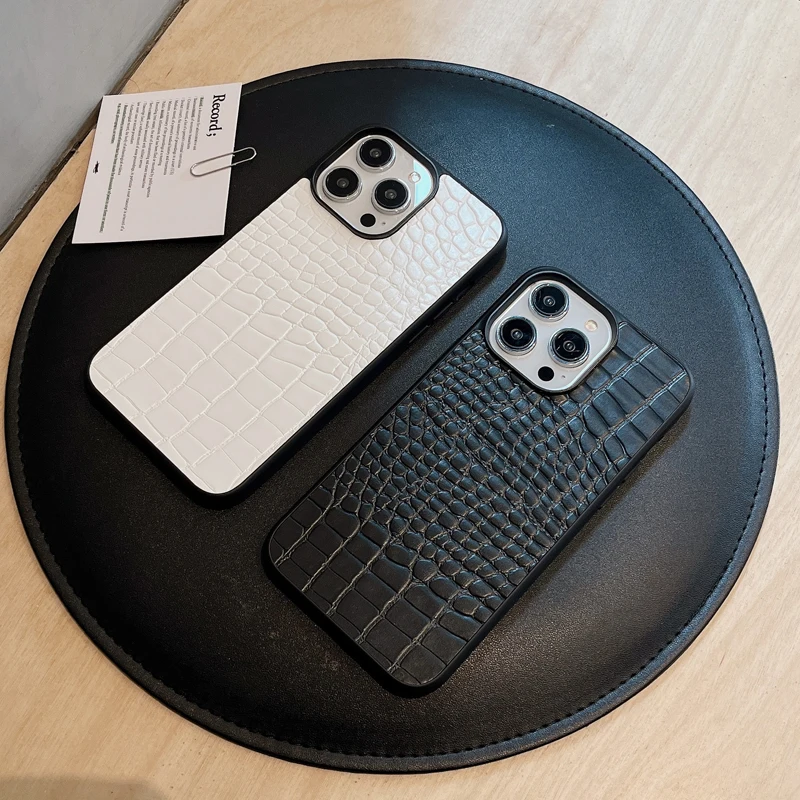 High quality crocodile Pattern Leather Soft PU Phone Case For