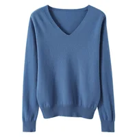 Women's Sweater 2023 Autumn Winter Knitted Pullovers V-neck Slim Fit Bottoming Shirt Solid Soft Knitwear Jumpers Basic Sweaters - Image 5