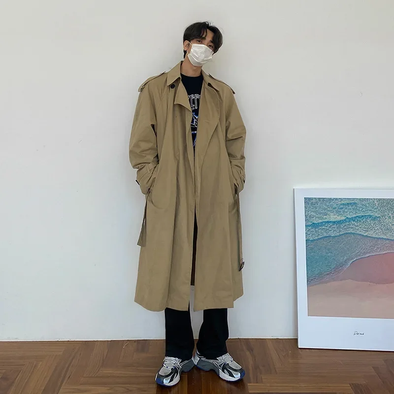 MYQ Japanese Style Men's Loose-Fit Medium-Length Casual Trendy Autumn Military Green Over-Knee Jacket