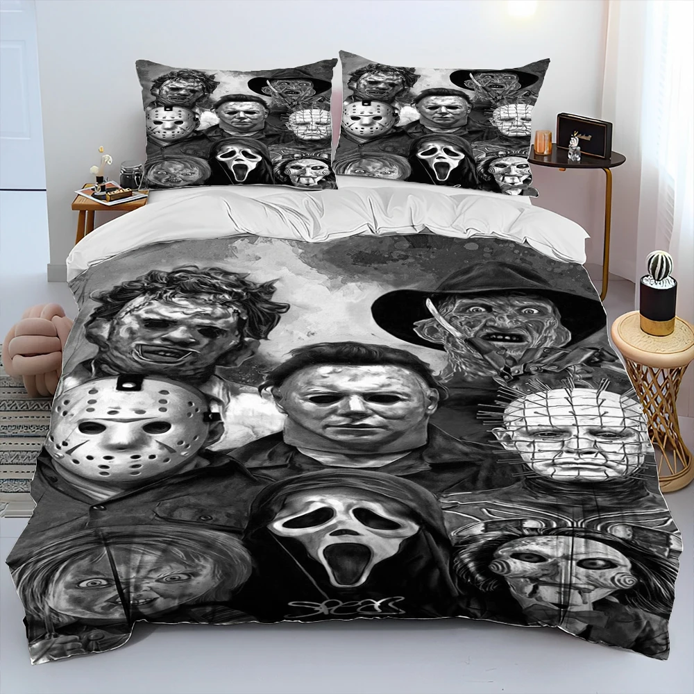 

Horror Movie Character Chucky Saw Comforter Bedding Set,Duvet Cover Bed Set Quilt Cover Pillowcase,King Queen Size Bedding Set