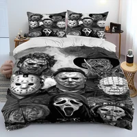 Horror Movie Character Chucky Saw Comforter Bedding Set,Duvet Cover Bed Set Quilt Cover Pillowcase,King Queen Size Bedding Set 1
