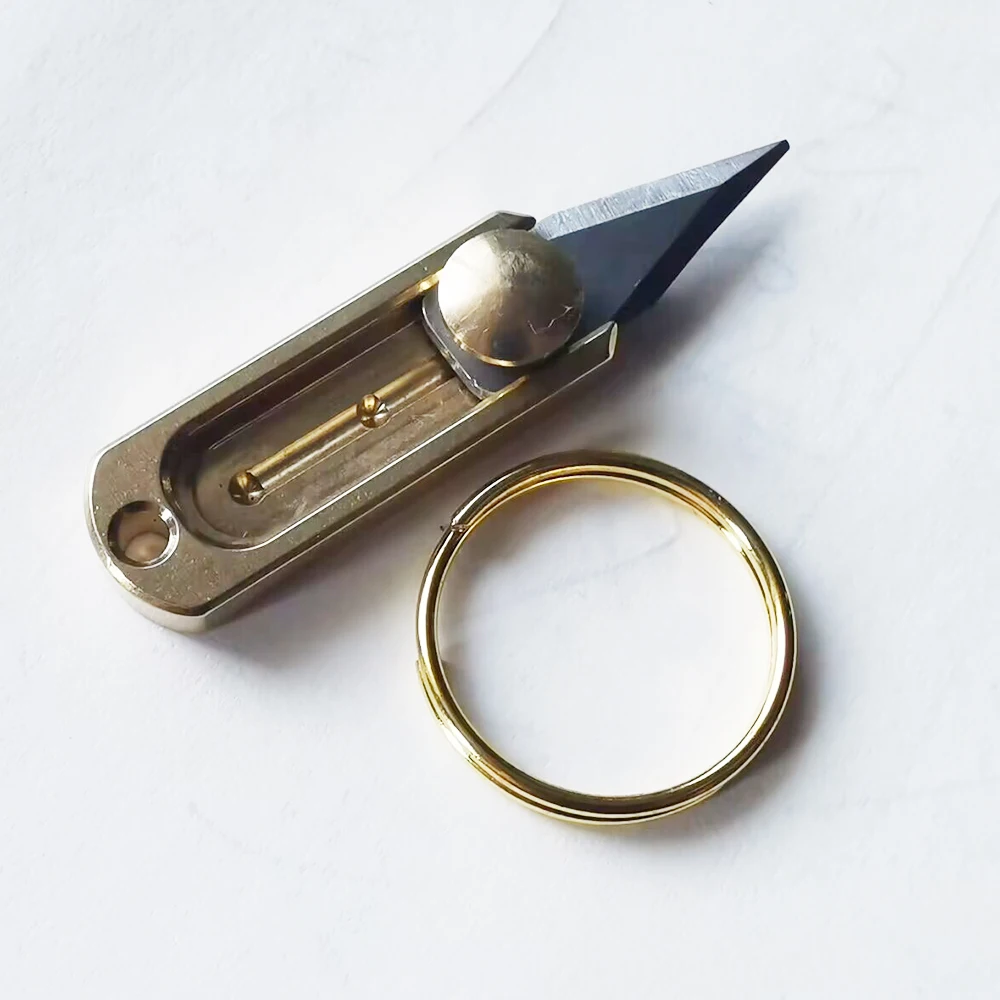 Utility Knife 1 Pcs Brass Mini Box Pocket Push-pull Keychain Pendant Demolition Express Letter Opener