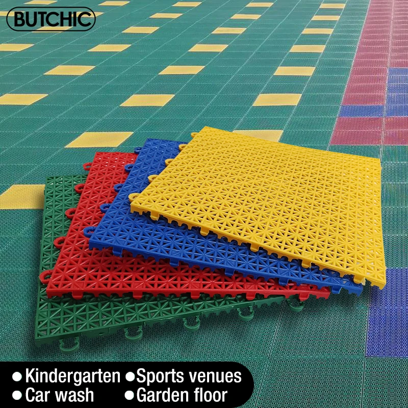 Plastic Floor Tile Bathroom Splicing Mats Grid Waterproof Suspension Kindergarten Sports Floor Car Wash Balcony Garden Swimming Pool