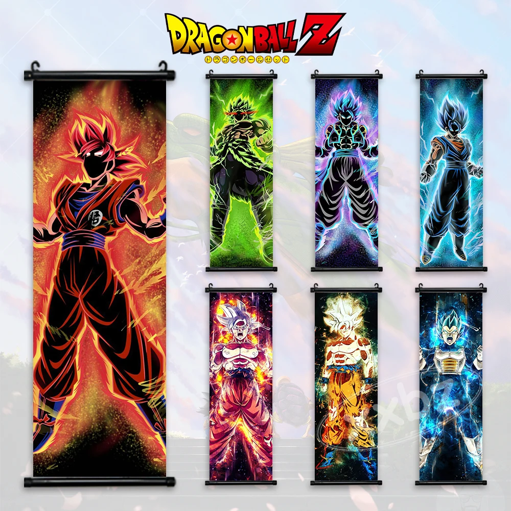 Anime Dragon Ball Z Hanging Painting Kakarot Scroll Picture Super Saiyan Goku Poster Vegeta Children'S Room Decoration Artwork