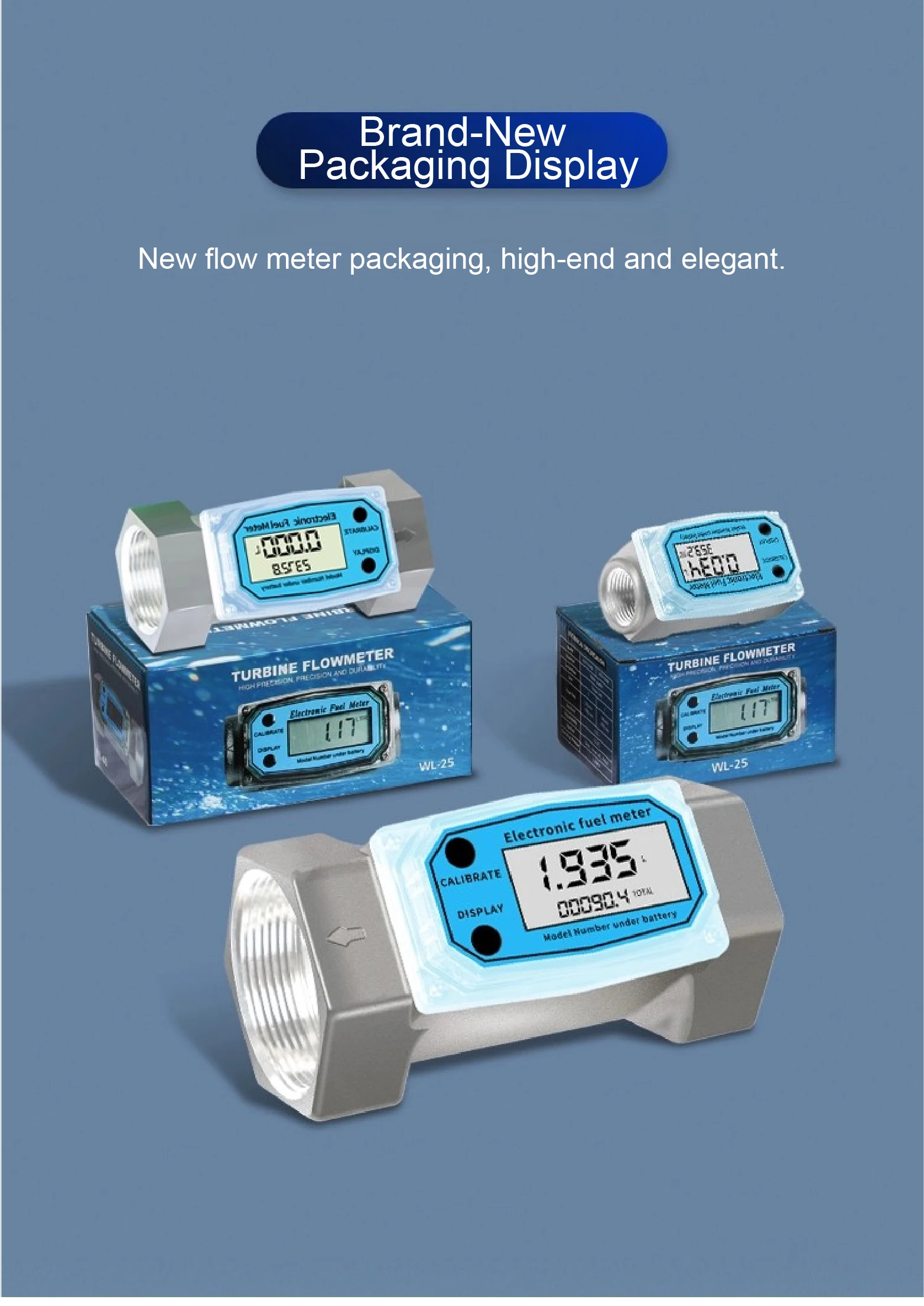 Electronic Turbine Fuel Flow Meter G3/4 G1 G1.5 G2 Inch Diesel Petrol Water Digi