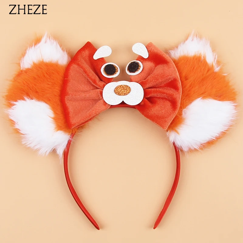 Schickes Design, Plüsch-Mausohren-Stirnband für Mädchen, drehender roter Charakter, Haarband, 12,7 cm, Samtschleife, Party, Cosplay, Haarschmuck – Detail 11