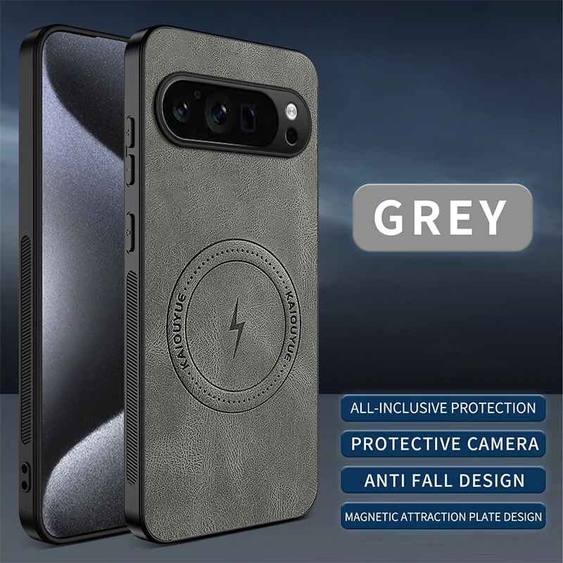 Leather Magnetic Phone Case with MagSafe Wireless Charging Compatibility