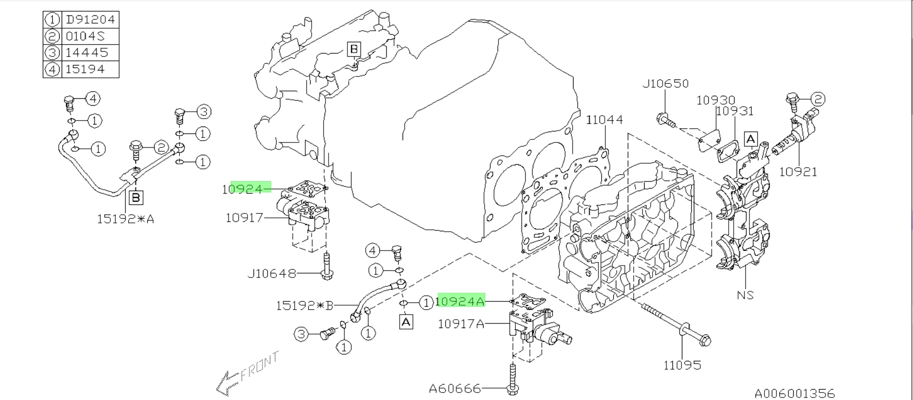 실린더 제어 밸브 홀더 가스켓 10924AA001(R) &10924AA011 (L) Subaru Legacy(10-14) Impreza WRX (2008-2021) 용 원본