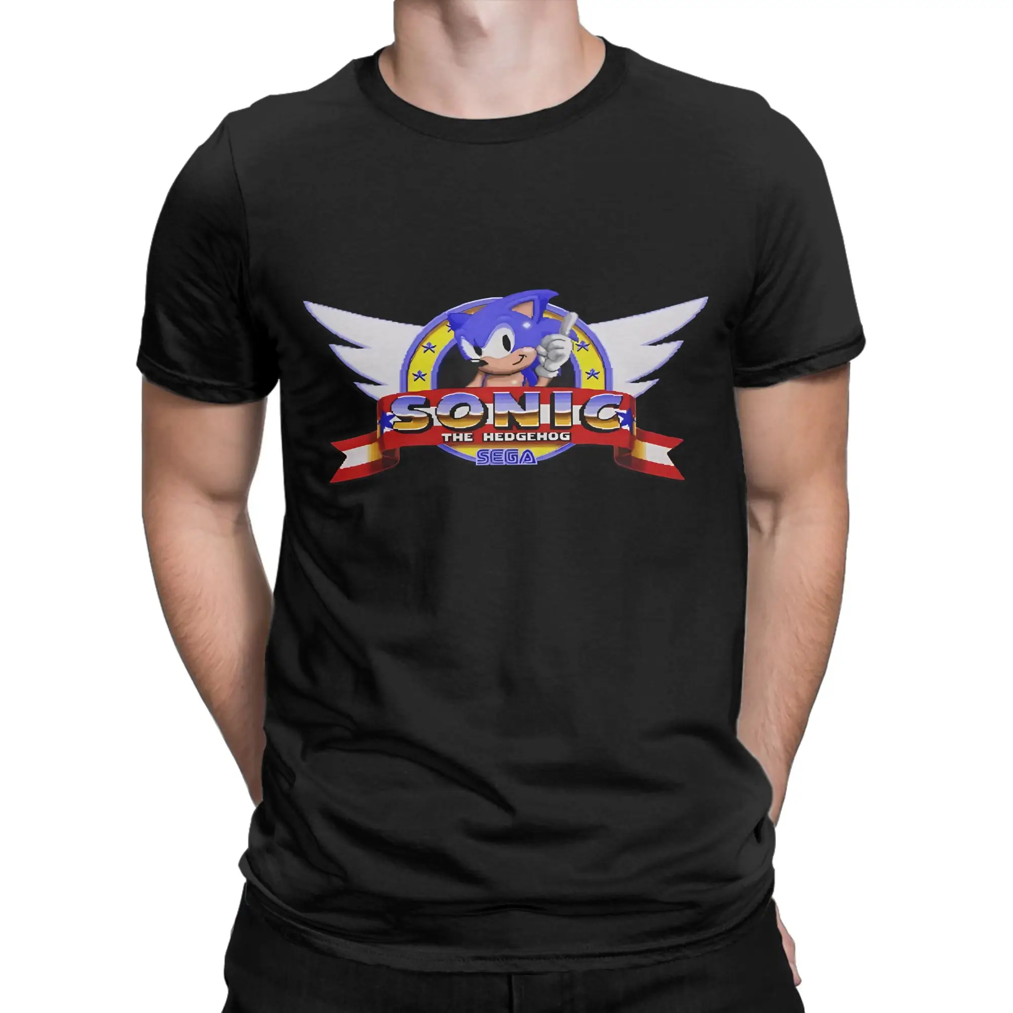sSONIC THE HEDGEHOG Lustiges Grafik-T-Shirt aus 100 % Baumwolle. sSonic the Hedgehog T-Shirts für Herren