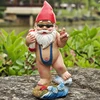 Fun Garden Gnome Statue Resin Crafts Fun White Bearded Dwarf Outdoor Decoration Crafts 2