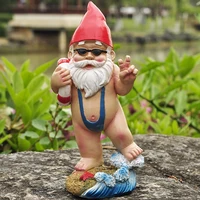 Fun Garden Gnome Statue Resin Crafts Fun White Bearded Dwarf Outdoor Decoration Crafts 2