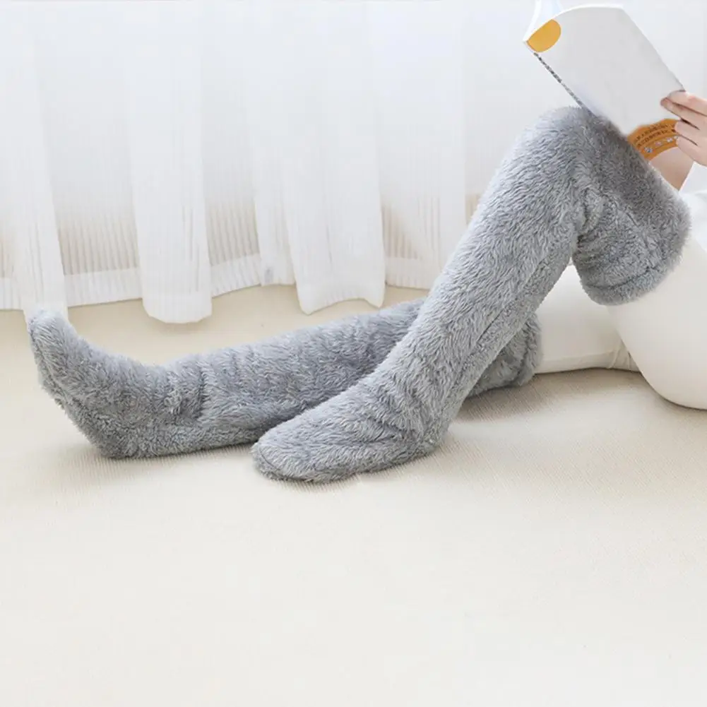 Прямая поставка! Теплые Пушистые Носки выше колена, утепленные защитные длинные теплые удобные носки, плюшевые Тапочки