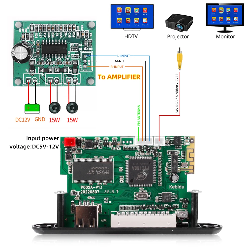 MP5 Player Detector Module FM Bluetooth Decoders Support USB TF MP3 WAV Lossless Decoding Diy Kit Electronic PCB Board Module mp3 mp4 player