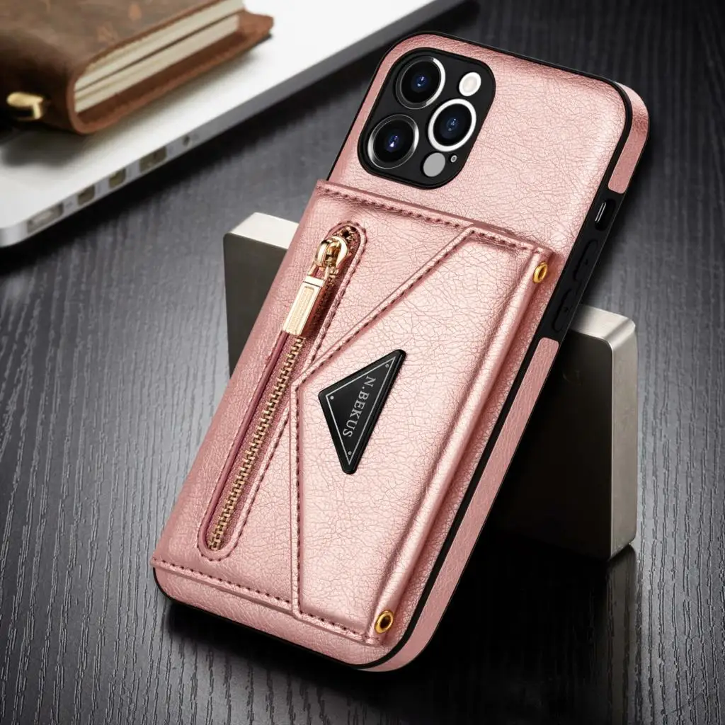 Zipper Wallet for IPhone 13 Pro Max 12 Mini 11 X XR XS  7 8 Plus Case with Card Holder Lanyard Strap Crossbody Leather Cover