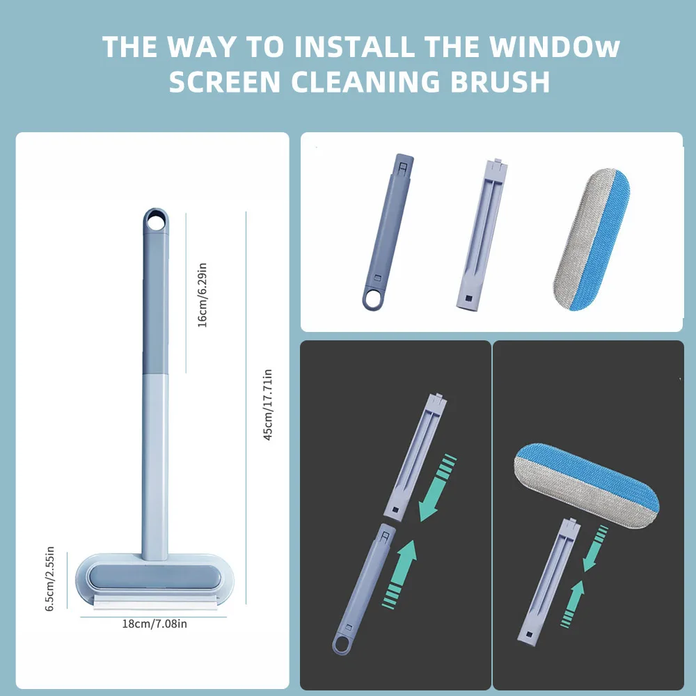 4 in 1 Window Screen Cleaner,Magic Window Cleaning Brush,Window Cleaner  Tool,Pet Hair Remover,Grout Brush Scrubber,Window Mesh Screen Cleaner,Window  Cleaner Brush and Squeege,Window Cleaning Kit 