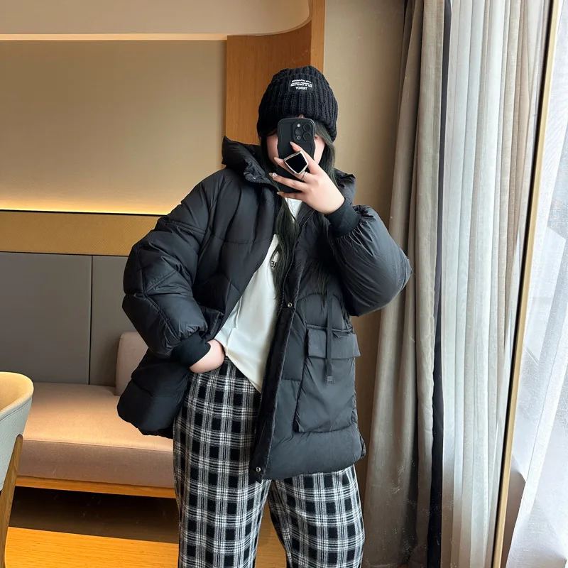 XXXXXL Fashion Plus Size Women's Parkas Winter New Korean Warm And Casual Hooded Padded Jacket 8280