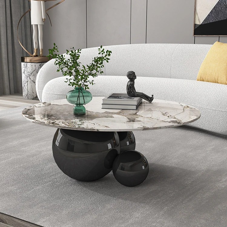 Mobili da soggiorno di lusso struttura stabile in acciaio inossidabile  combinazione di tavoli tavolino nero o oro con due tavolini laterali -  AliExpress