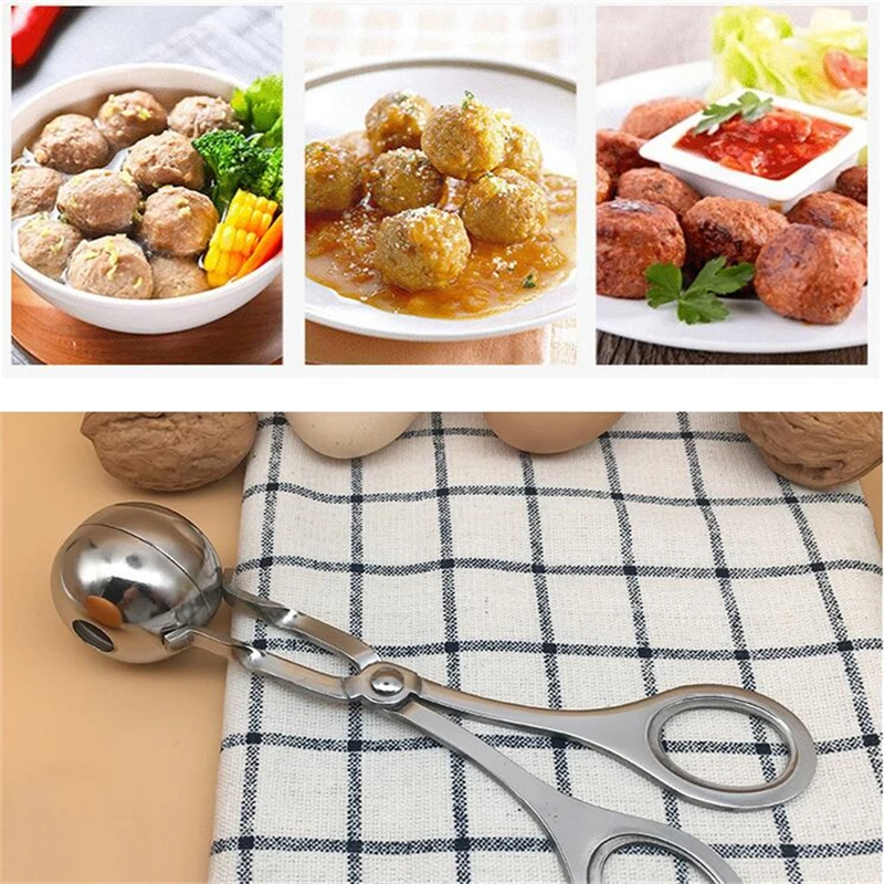 Stainless Steel Meatball Maker Spoon Kitchen Tools Shrimp Balls Mold Digging Ball Spoon DIY Meat Snack Foods Fish Balls Tools