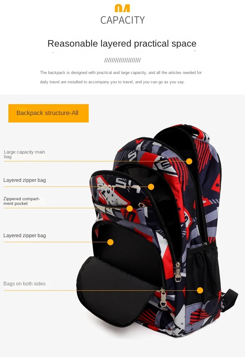 Neue Rucksack männer Große Kapazität Casual Sport Schule Tasche Mode Einfache Student Rucksack Reise Verdicken Doppel Schulter Taschen – Detail 8