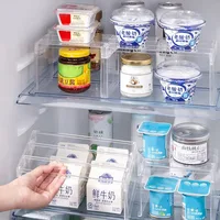 Étagère de rangement transparente pour réfrigérateur, gain de place, épaissie, séparateur de rangement superposé pour réfrigérateur, organisateurs de cuisine 2